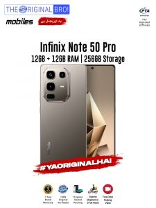 Infinix Note 50 Pro - 12GB RAM - 256GB Storage - PTA Approved - 12 Months Warranty - Grey - The Original Bro Mobiles - TOB42